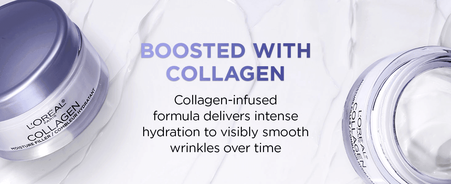 Tells shoppers the collagen-infused formula hydrates intensely and smooths wrinkles over time.