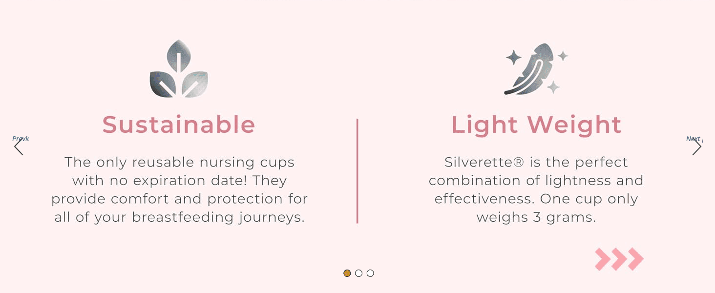 Highlights two distinct product benefits, reusability and lightness, in a segmented carousel panel to build a case for the product's value.