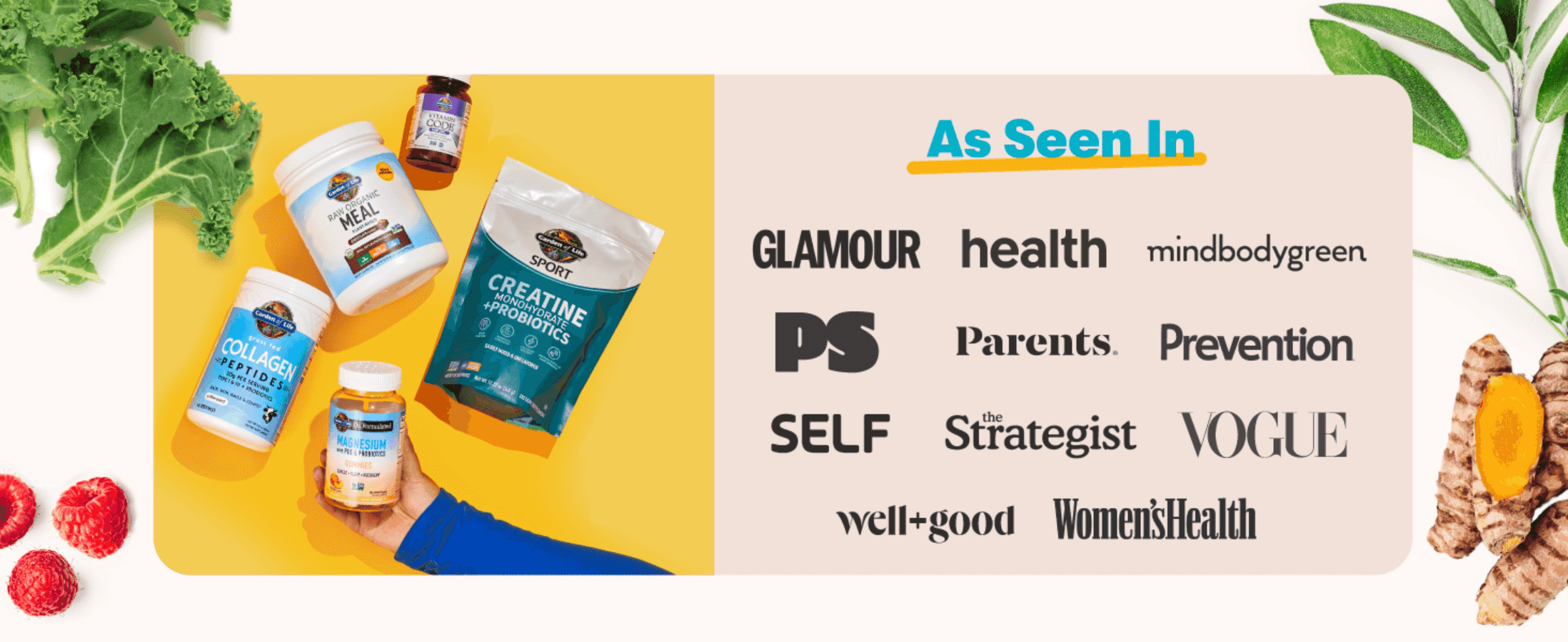 Shows well-known publication logos to give shoppers third-party credibility and reassurance.