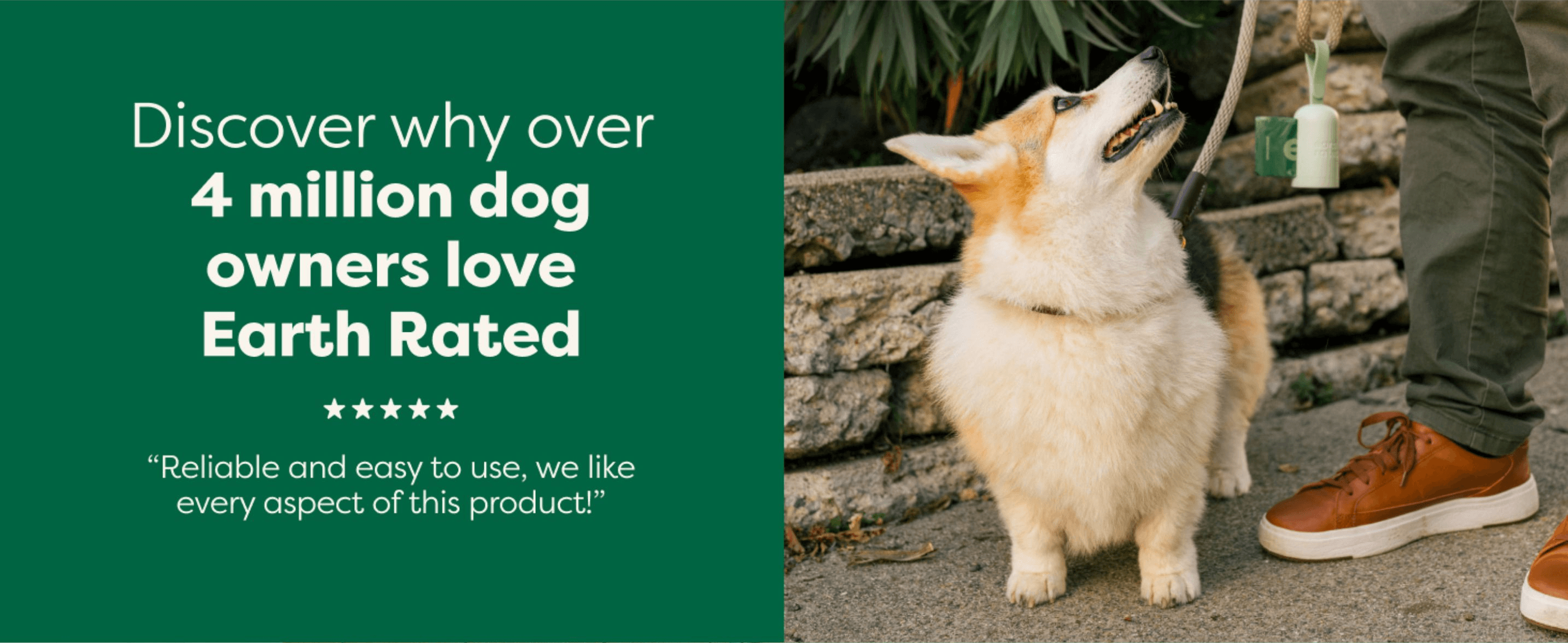 Builds trust by pairing a 5-star customer quote with a large adoption figure to reassure shoppers the product is loved by millions. Reinforces the Earth Rated name as a widely trusted choice among…