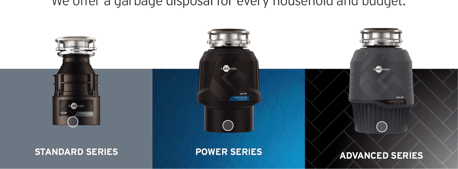 Shows the brand's Standard, Power and Advanced Series side by side so shoppers can pick the tier that fits their budget.