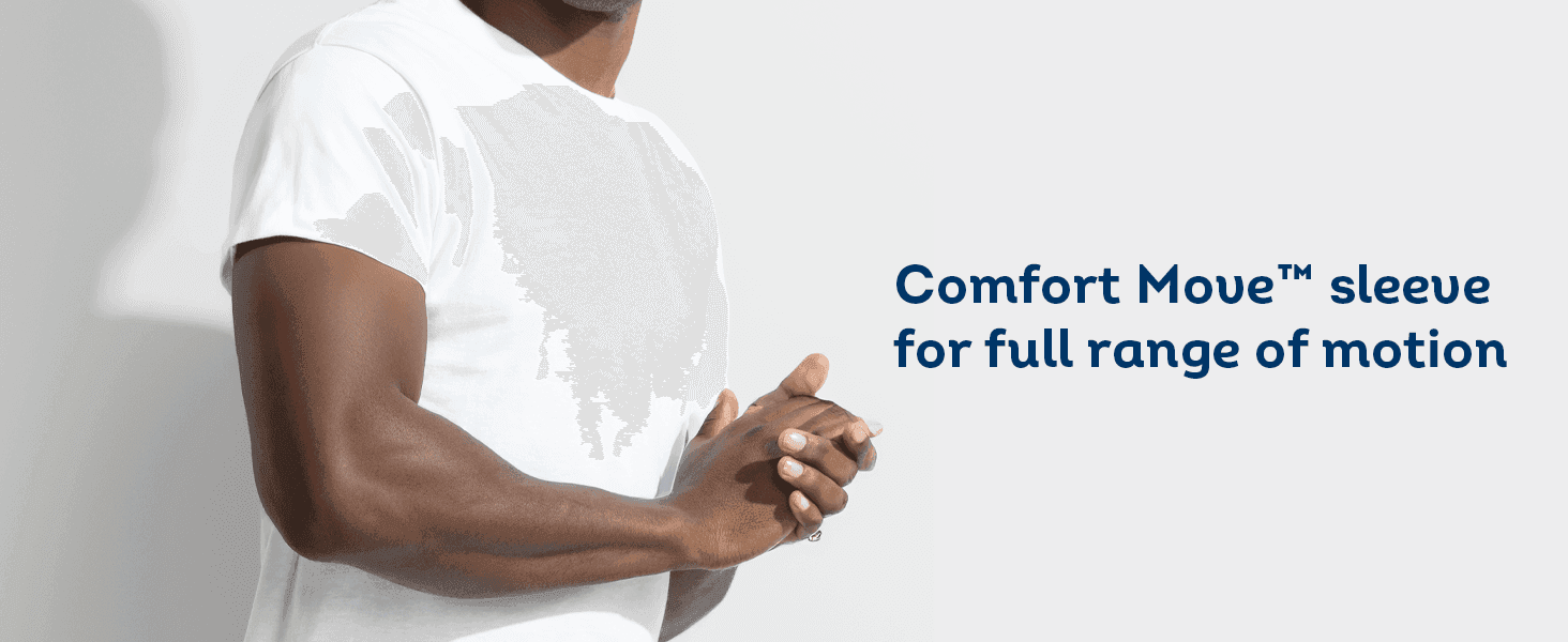 Promotes the sleeve design that allows full arm range of motion for comfort.