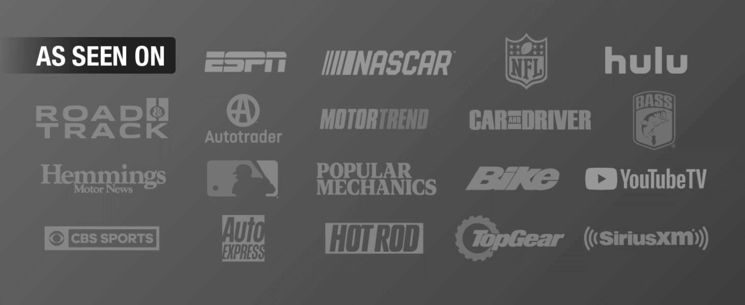 Displays the logos of well-known media and sports brands to build credibility and trust in the product.