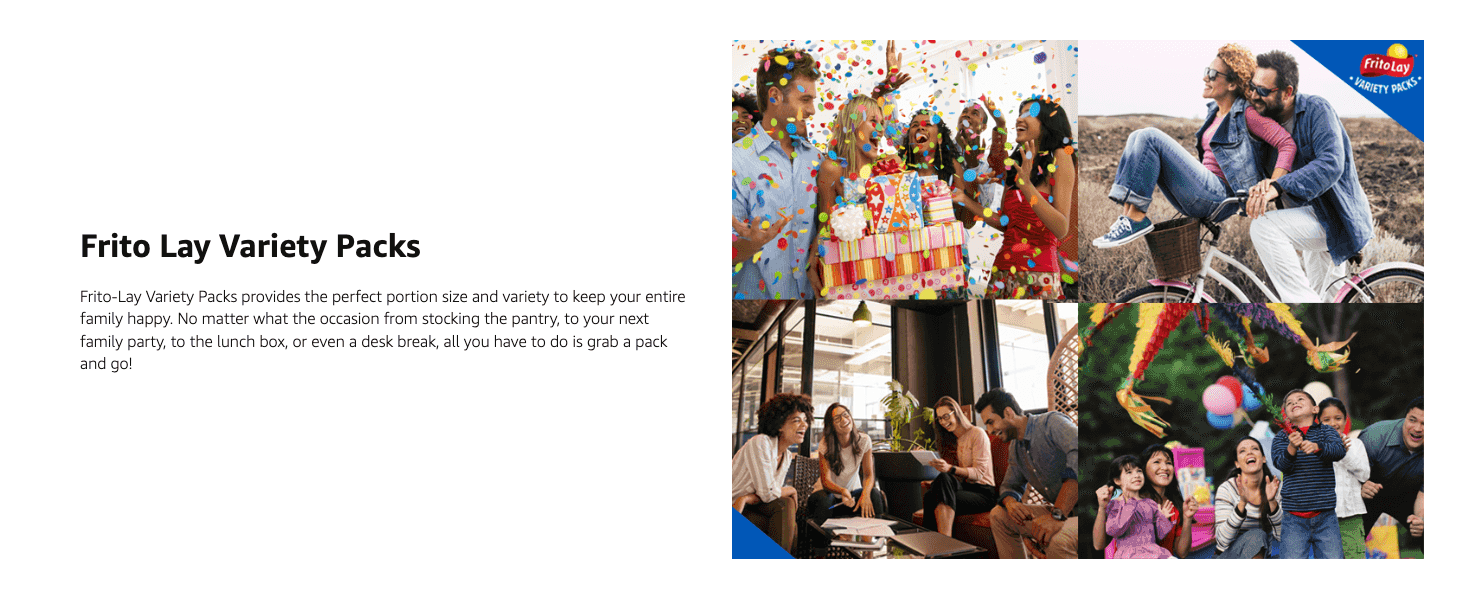 Shows the variety pack fitting into multiple occasions like parties, road trips, and desk breaks to demonstrate everyday versatility.
