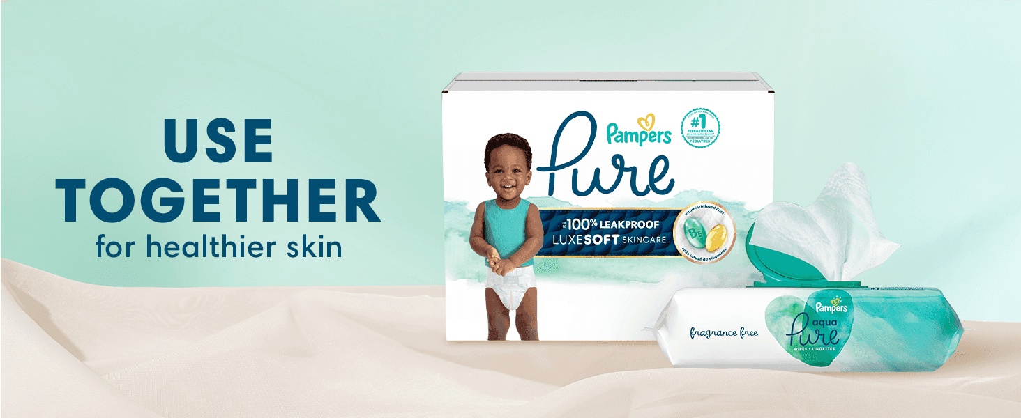 Encourages shoppers to pair the diapers with matching wipes for healthier baby skin.