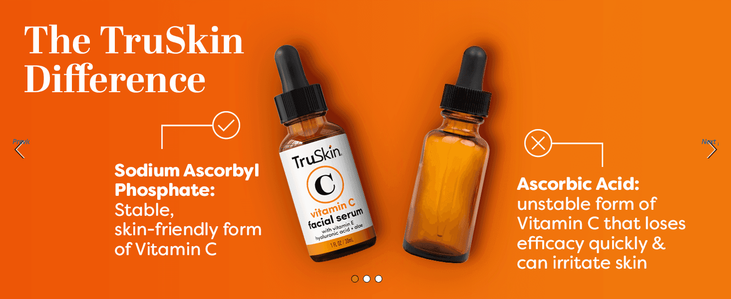 Contrasts the stable, skin-friendly ingredient in this serum with unstable ascorbic acid, so shoppers see why it is better.
