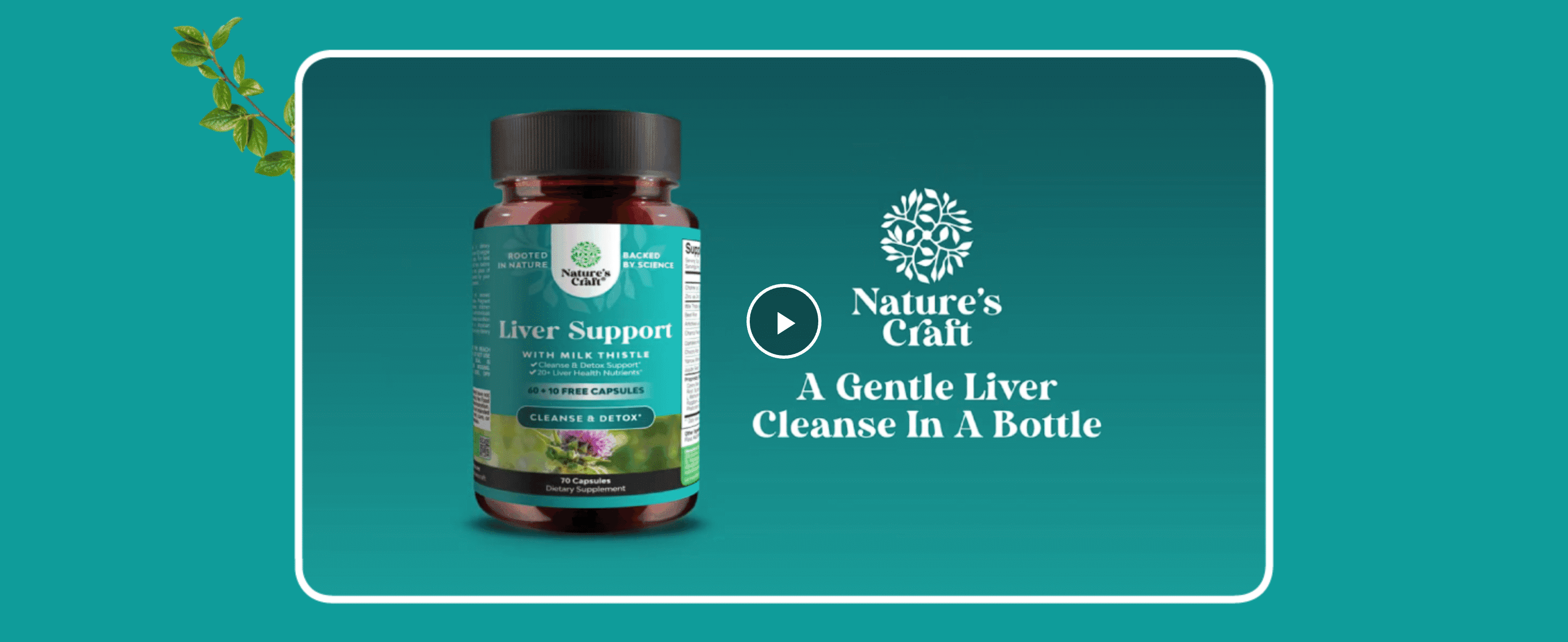 Introduces the Nature's Craft brand and positions the product with a simple brand promise, inviting shoppers to watch a video.