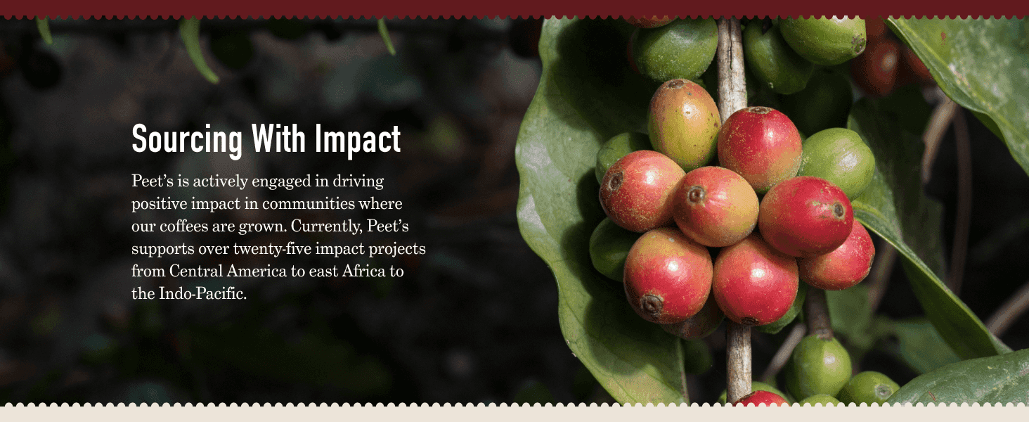 Reassures shoppers the coffee is sourced responsibly with community impact projects. Builds trust by showing the brand's commitment to the growing communities.