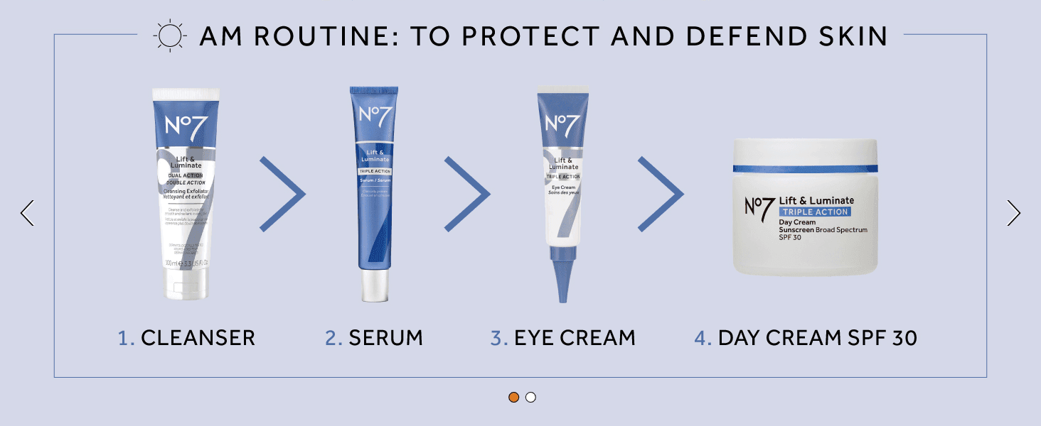 Guides shoppers through the 4-step morning routine order to make correct product usage clear and easy.
