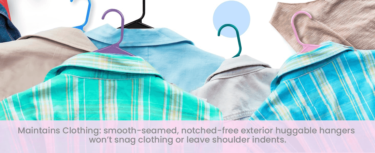 Highlights the smooth, notch-free hanger surface that protects clothing from snags and shoulder indents.