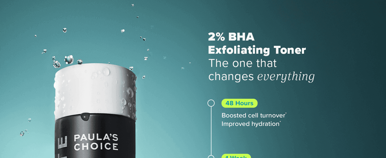 Introduces the toner's core promise of transformative results, starting with cell turnover and hydration gains within 48 hours. Uses a specific timeframe to make the speed of visible results…
