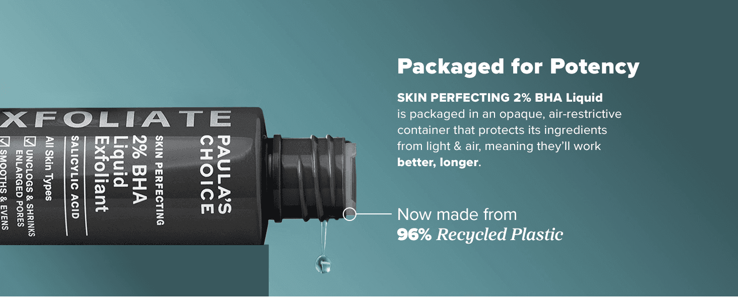 Reassures shoppers that the opaque, air-restrictive tube keeps the active ingredient working better for longer. Highlights that the tube is made from 96% recycled plastic to appeal to eco-conscious…