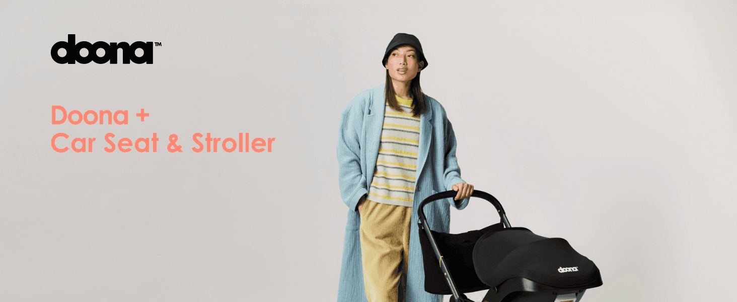 Introduces the Doona brand and the Car Seat & Stroller system with a lifestyle photo to build brand recognition.
