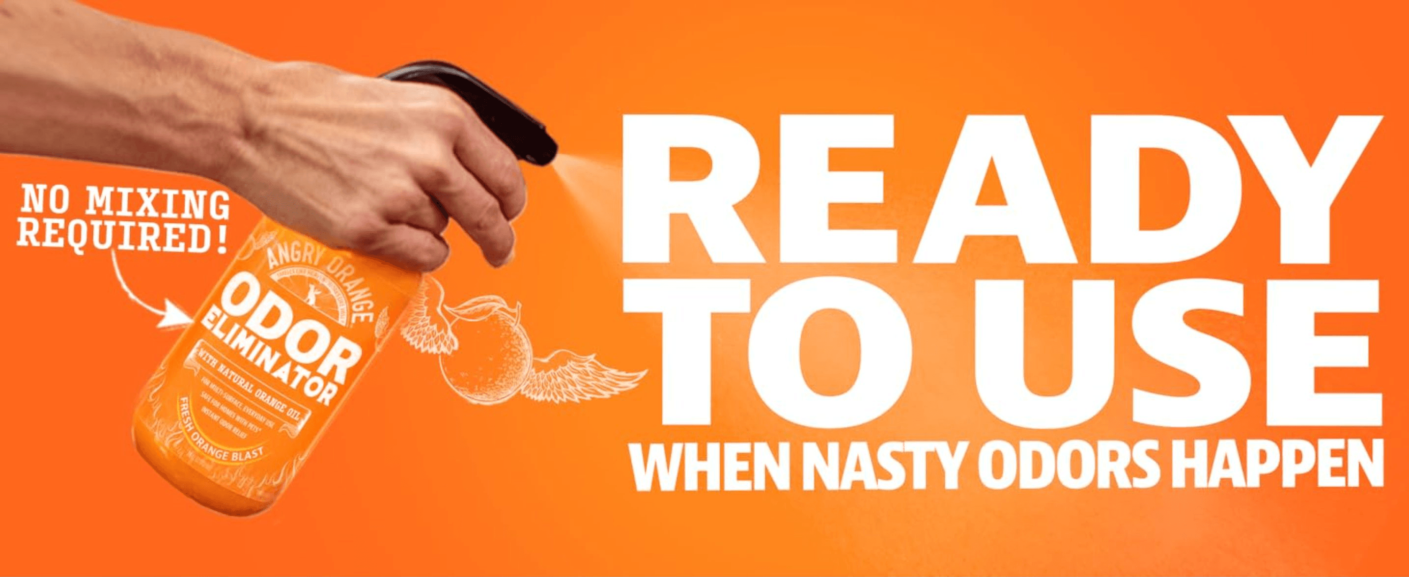 Tells shoppers the spray needs no mixing, so it is quick to use when an odor strikes.