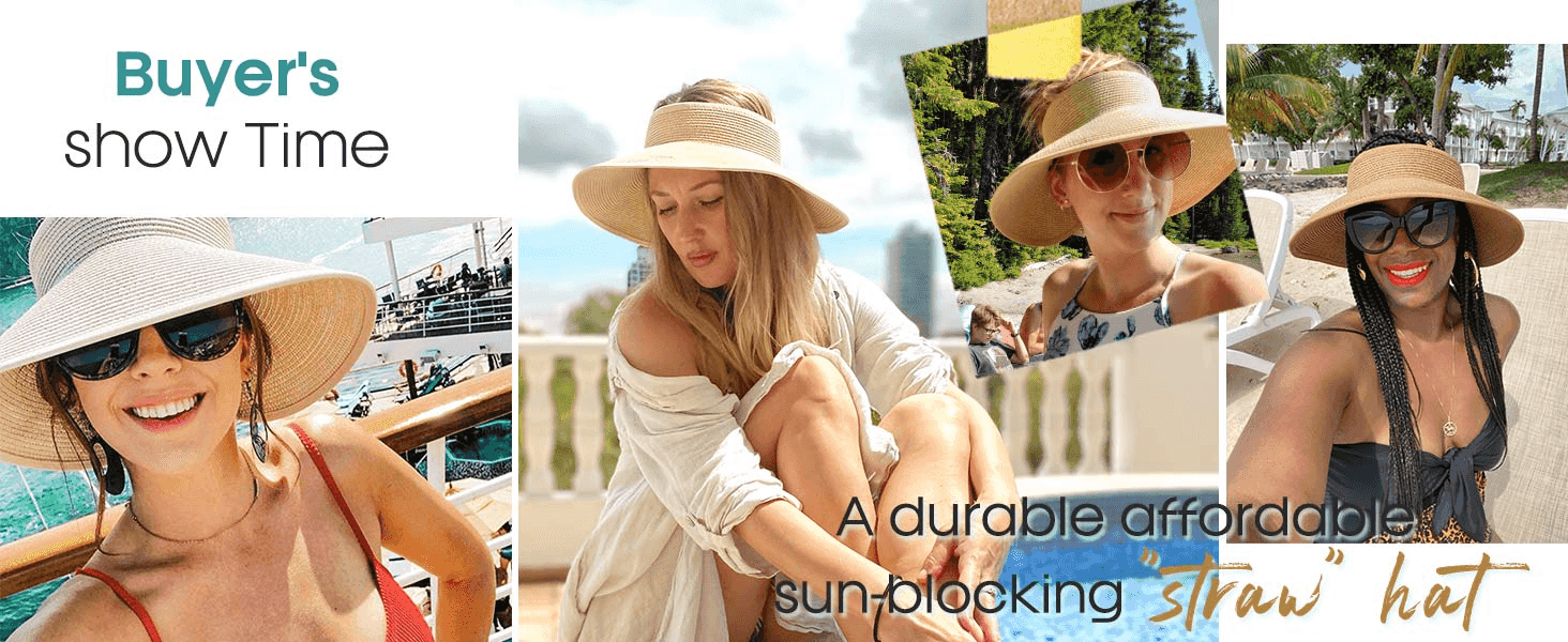 Shows real customers wearing the hat in different settings to build social proof and trust.