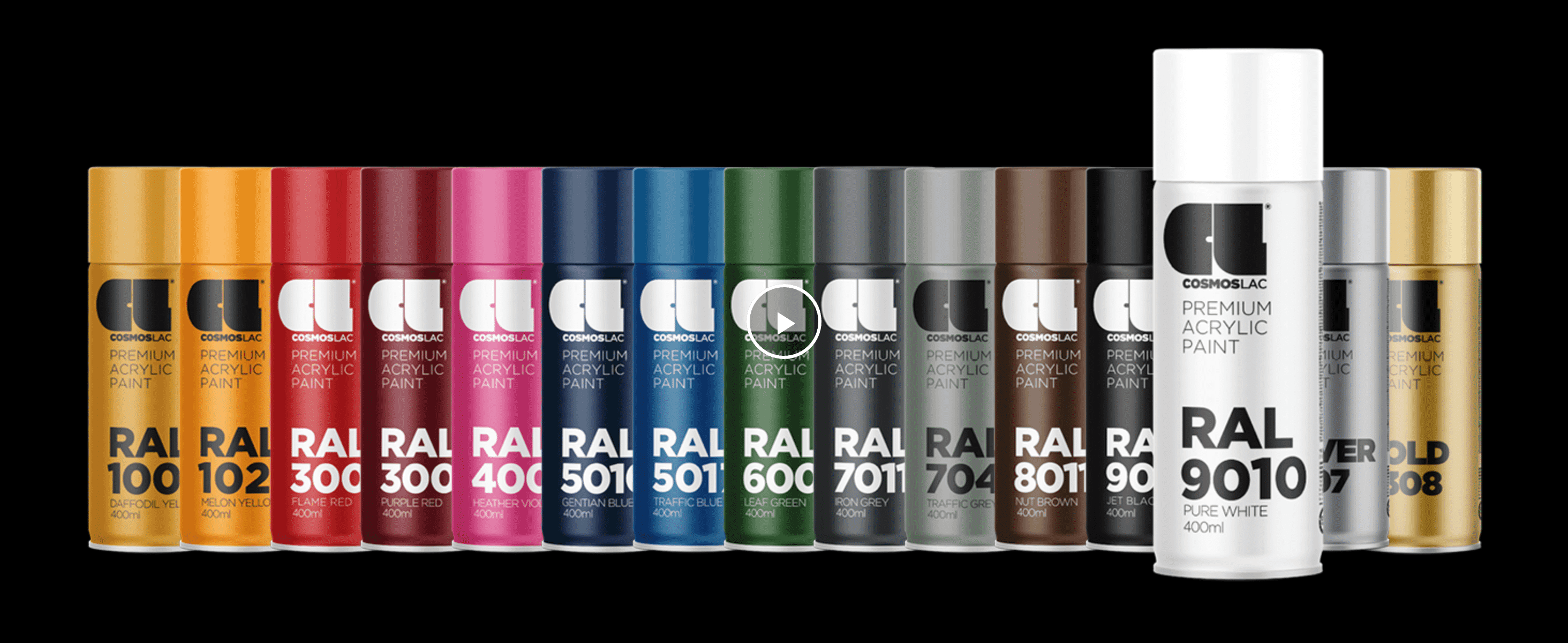 Displays the full range of RAL colours side by side so shoppers see the breadth of the line.