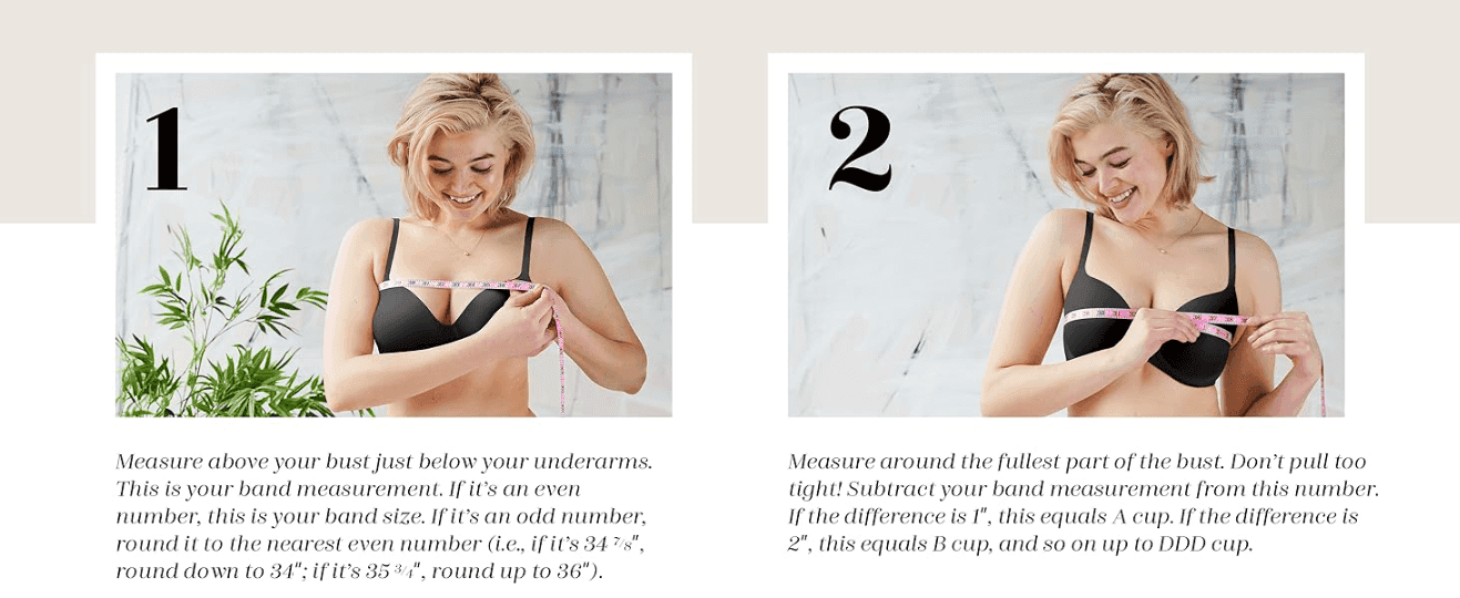 Walks shoppers through how to measure their band and bust size to find the right fit.
