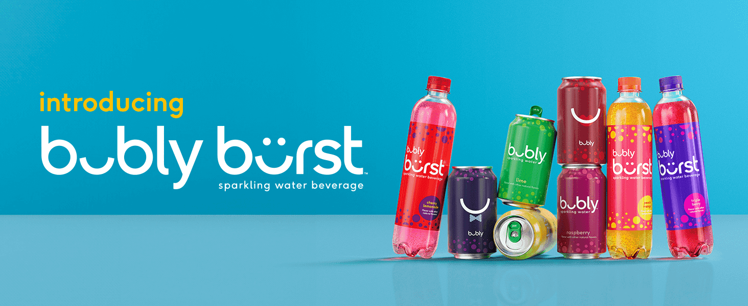 Introduces the new bubly burst product line and its packaging variety to build brand awareness.