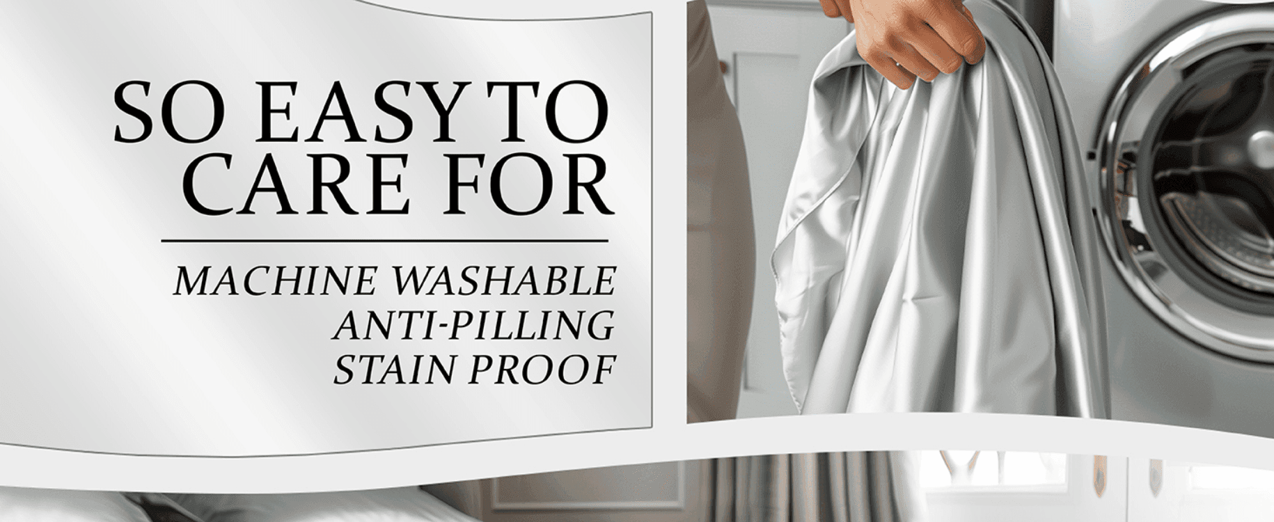 Reassures shoppers the sheets are easy to maintain by listing three distinct care benefits.