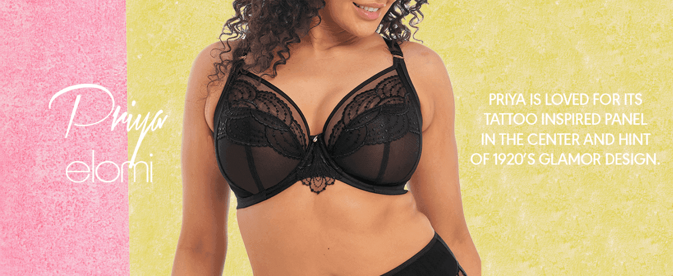 Introduces the Priya style by name and brand, highlighting the tattoo-inspired lace panel as its signature design detail. Introduces the Priya style by name and brand, highlighting the…
