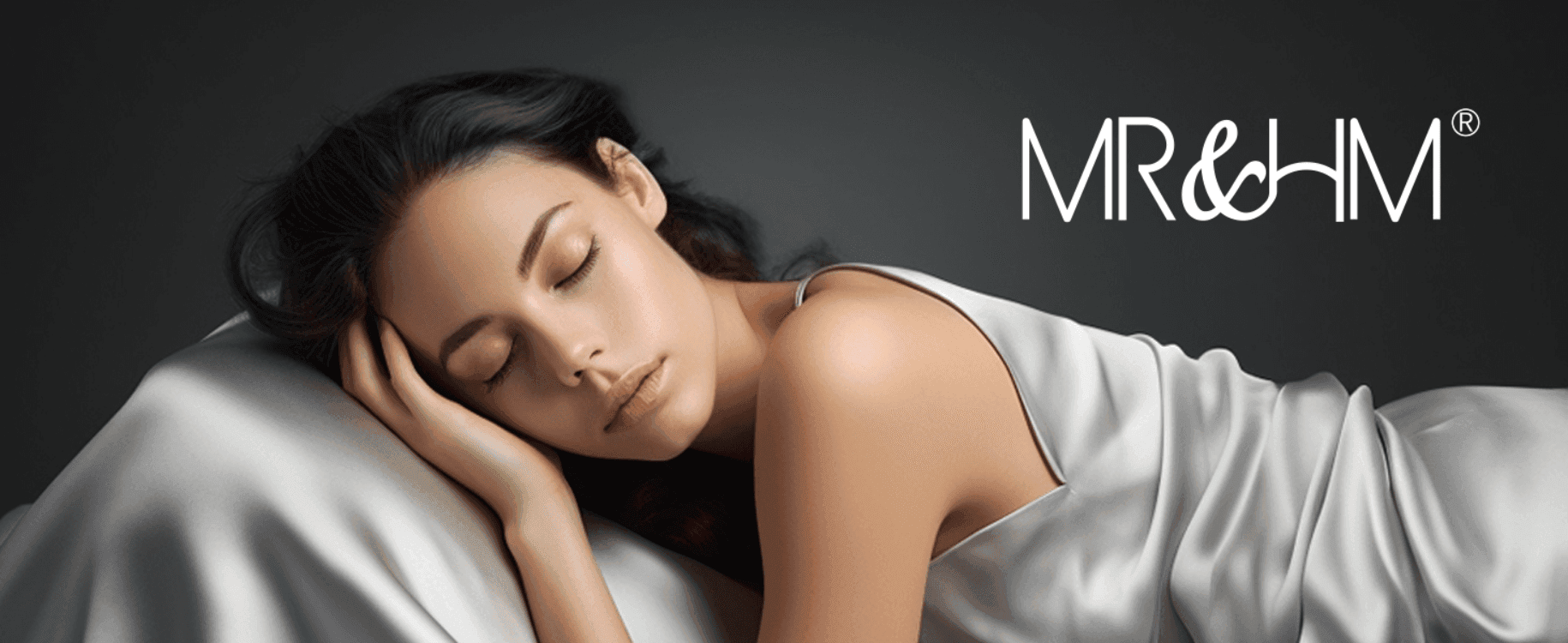 Shows a woman resting comfortably on the satin sheets to evoke the product's soft, luxurious feel.