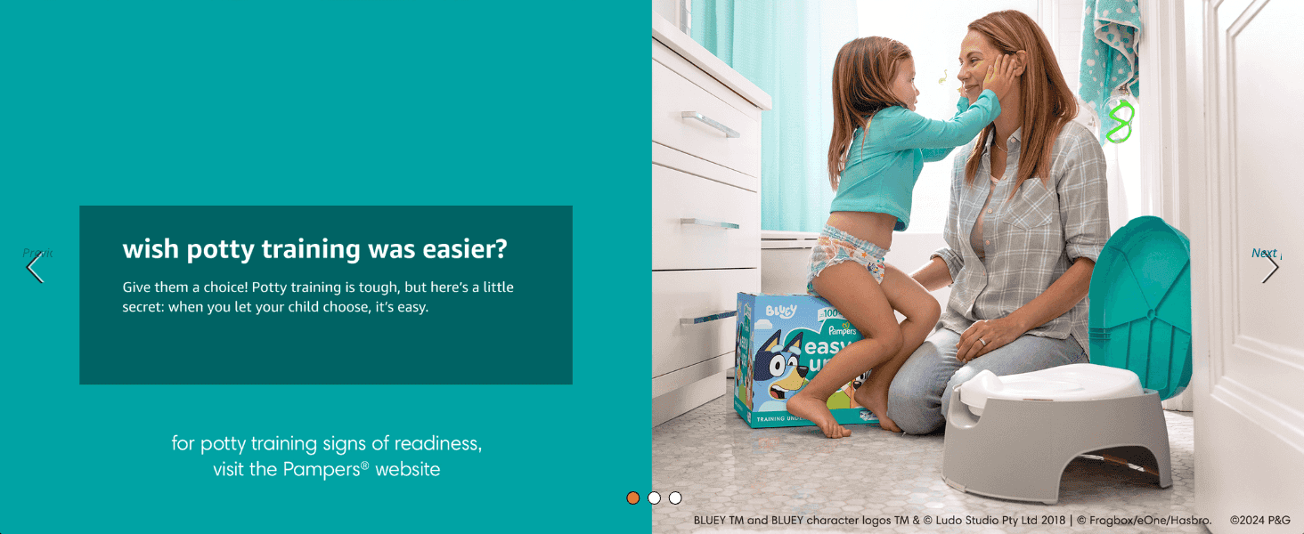 Reassures parents that letting the child choose makes potty training easier, directing them to more tips online.