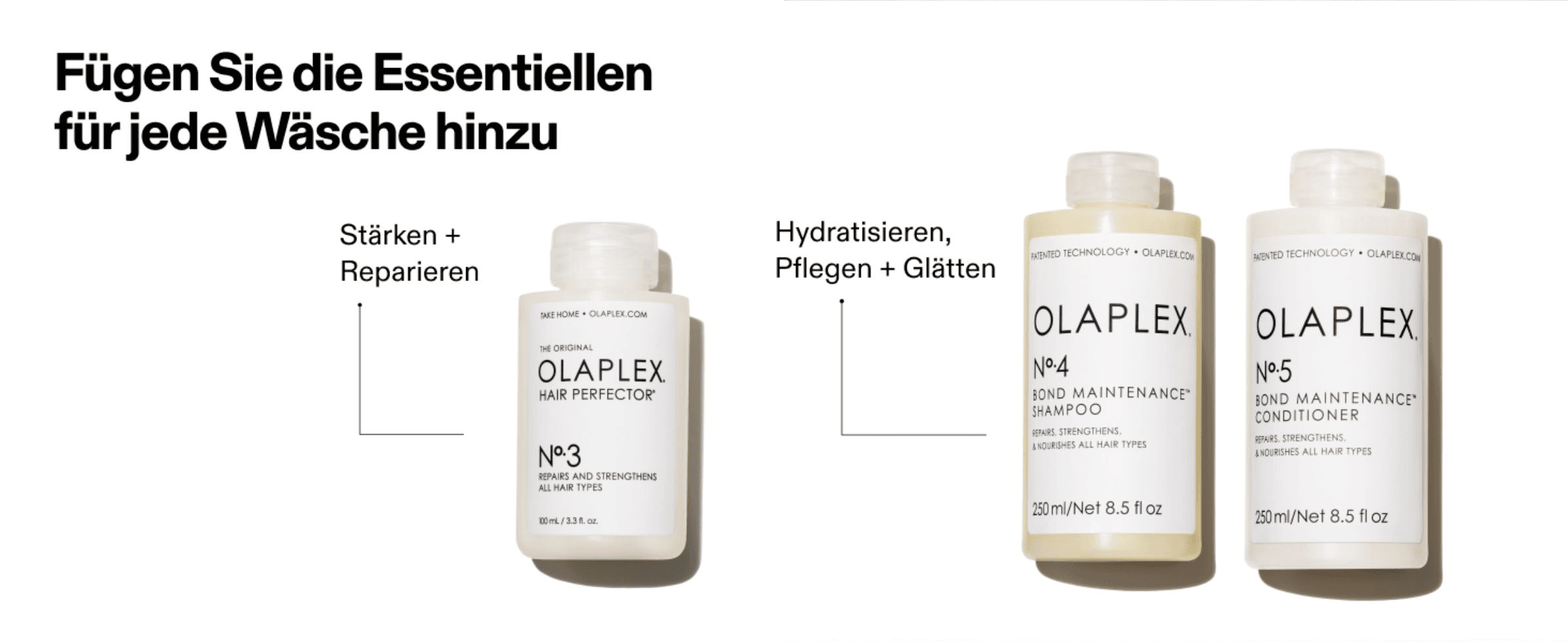 Shows shoppers the full routine of products to add to every wash for strengthening, hydration, and smoothing.