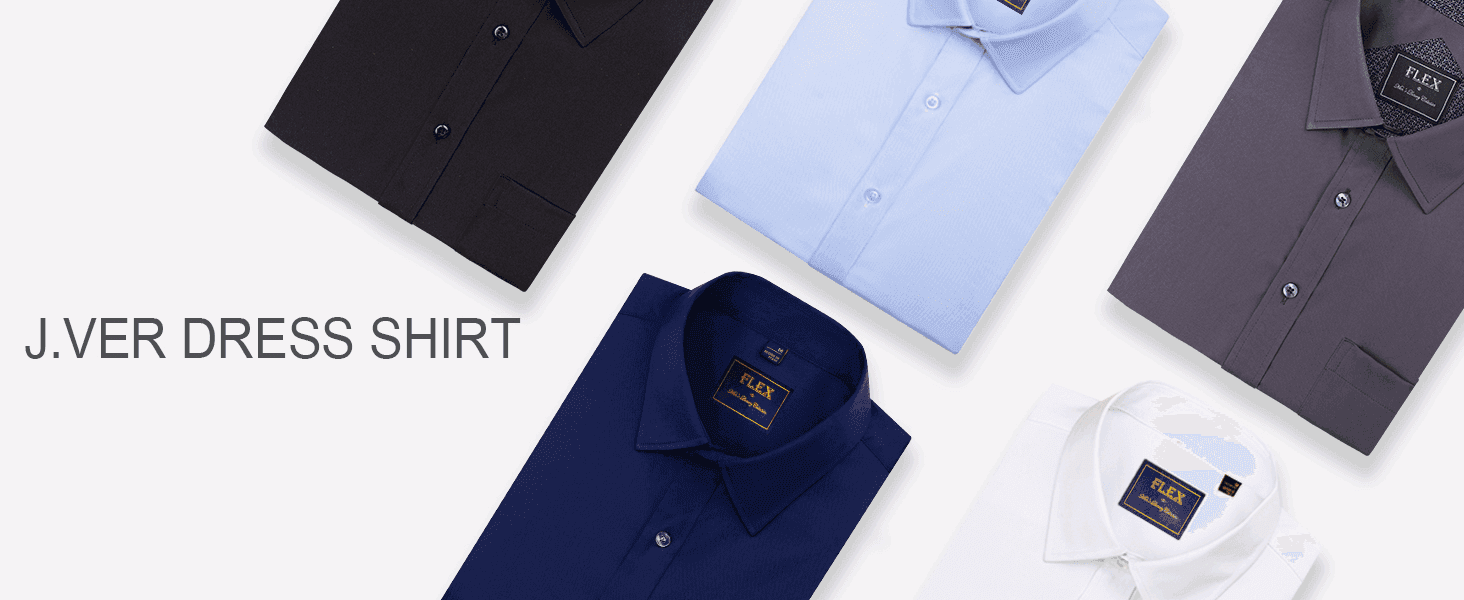 Showcases the range of dress shirt colors and fits available under the brand name to help shoppers choose their preferred style.