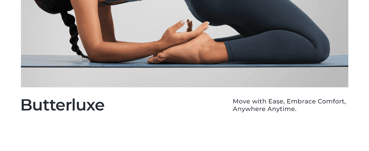 Introduces the Butterluxe product line name and tagline to build brand identity alongside a lifestyle image.