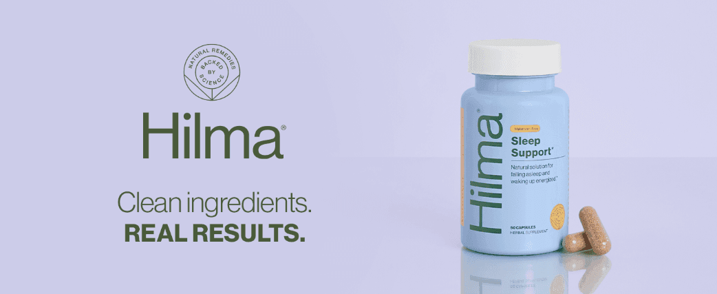 Introduces the Hilma brand with a clean-ingredients promise to build trust in the sleep supplement.