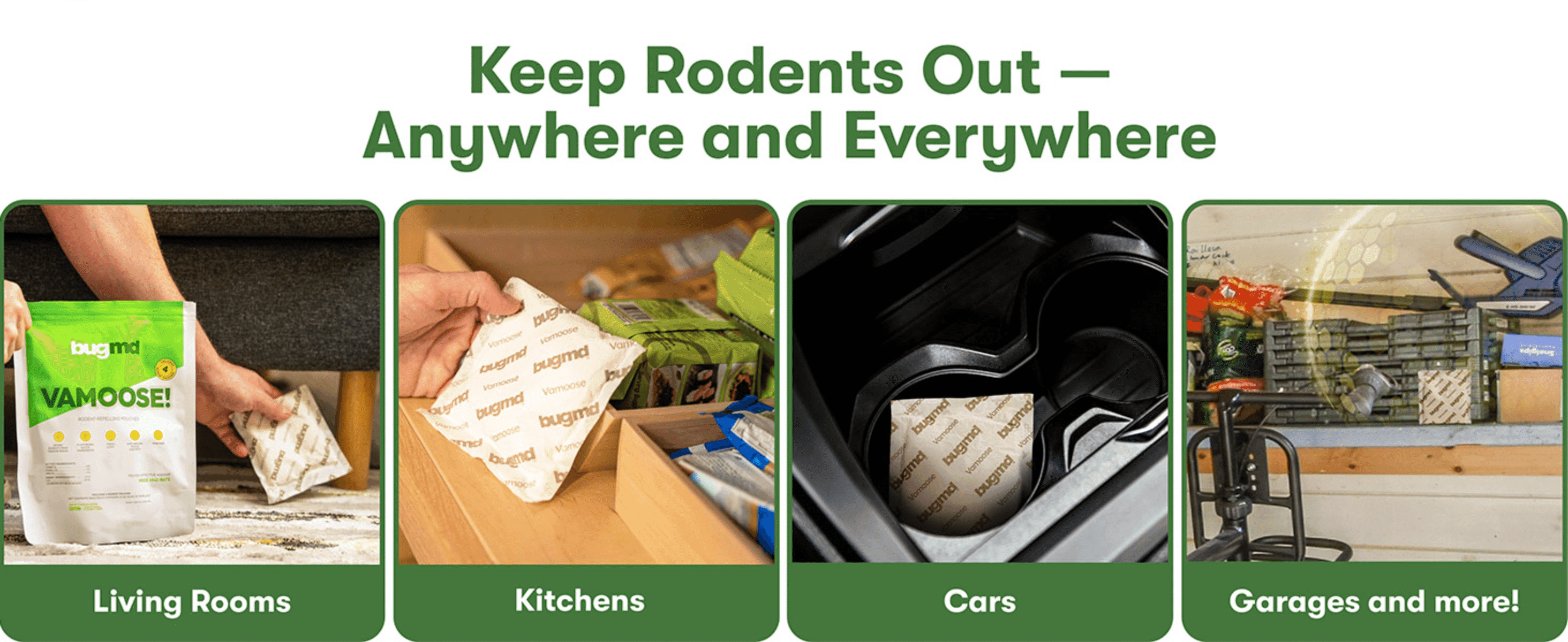 Shows the product working in multiple household and vehicle locations to demonstrate versatility.