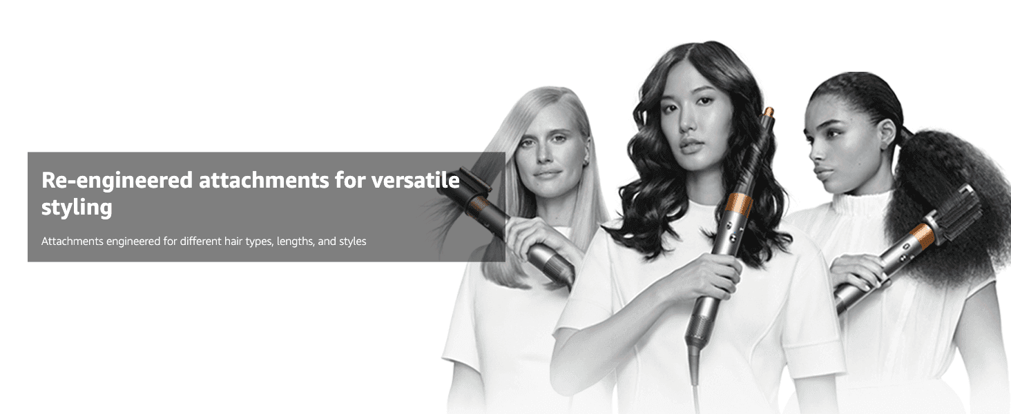 Shows the attachments suit different hair types, lengths and styles, so shoppers know it works for them.