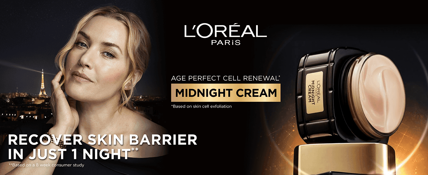Promotes one overnight benefit, skin barrier recovery, with a clinical-study footnote to build trust in the cream.
