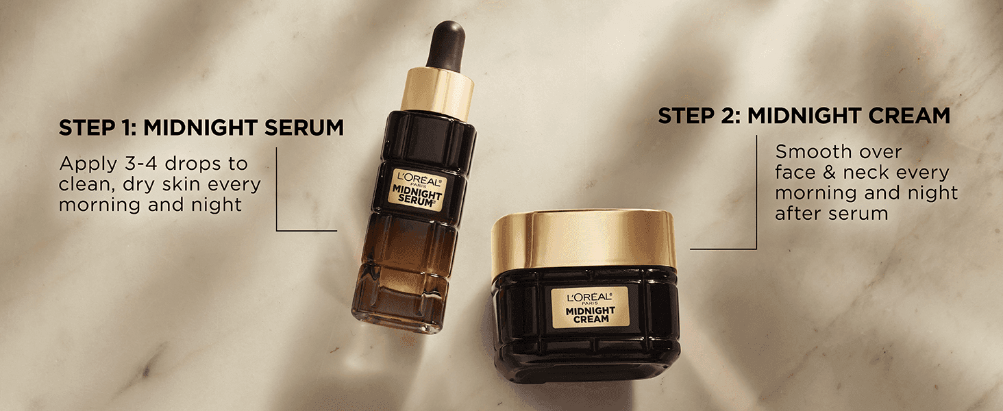 Shows the serum-then-cream routine step by step so shoppers know how to use both products together.