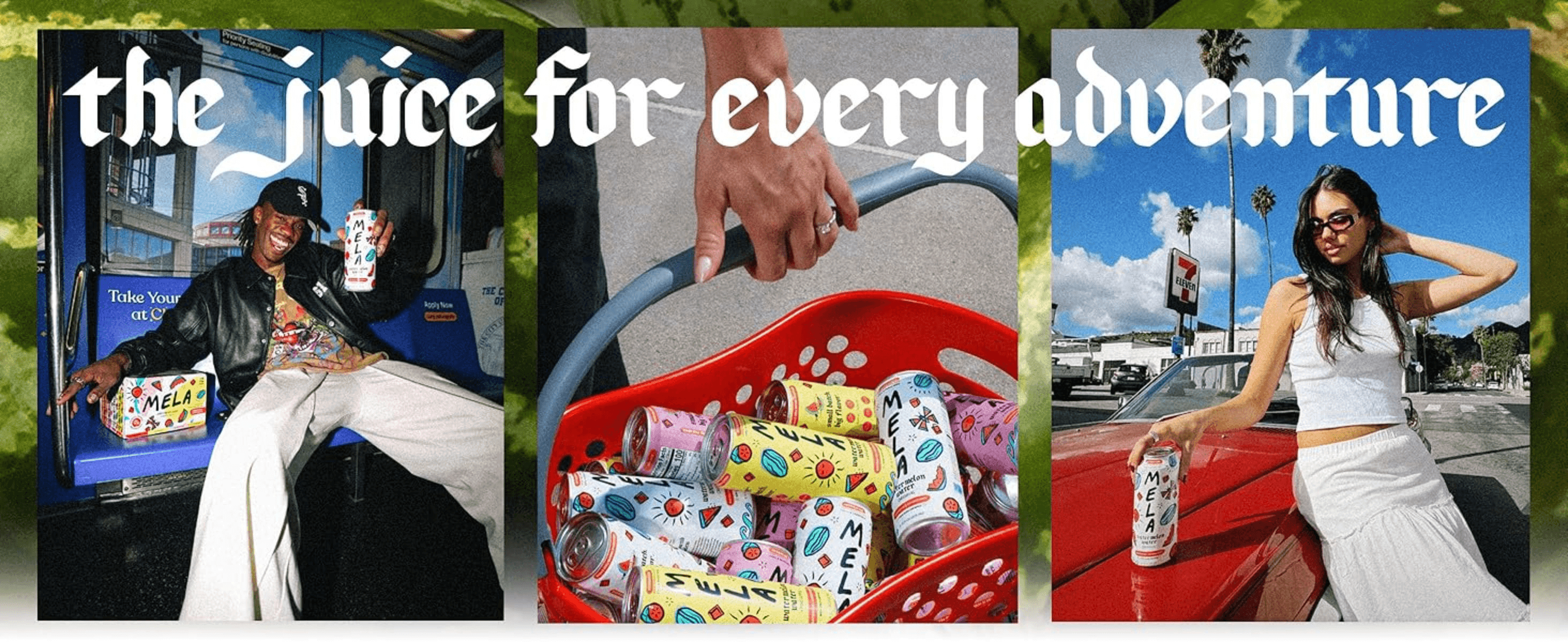 Shows the drink fitting into multiple everyday adventures (commuting, shopping, road trips) to position it as a versatile companion.