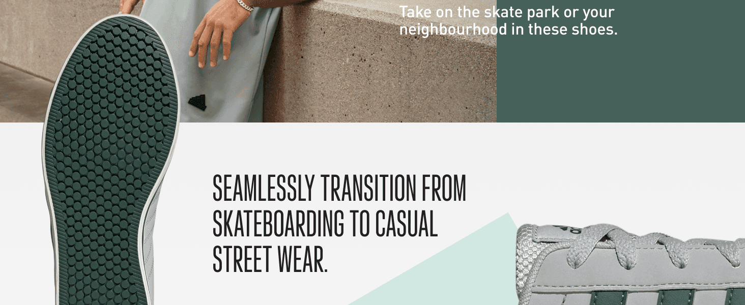 Communicates that the shoe transitions seamlessly from skateboarding performance to everyday casual wear.