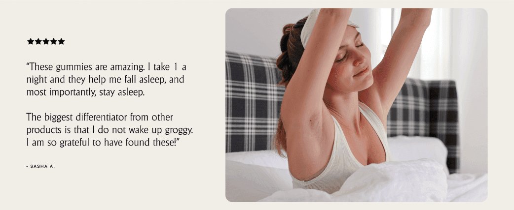 Shares a real customer's direct quote and star rating to build social proof and trust with shoppers.