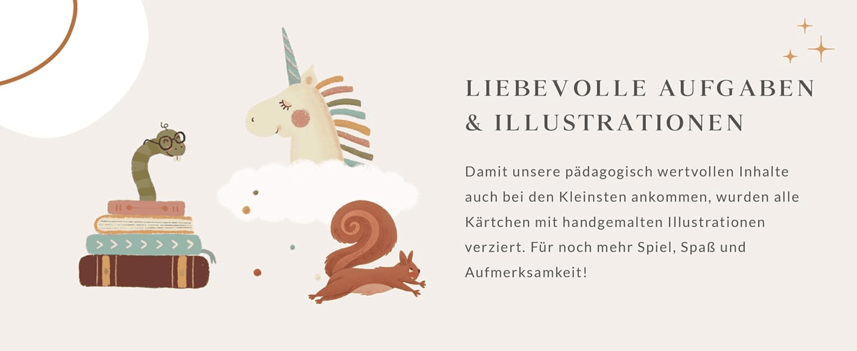 Highlights the charming, hand-drawn character illustrations that make the cards appealing and fun for children.