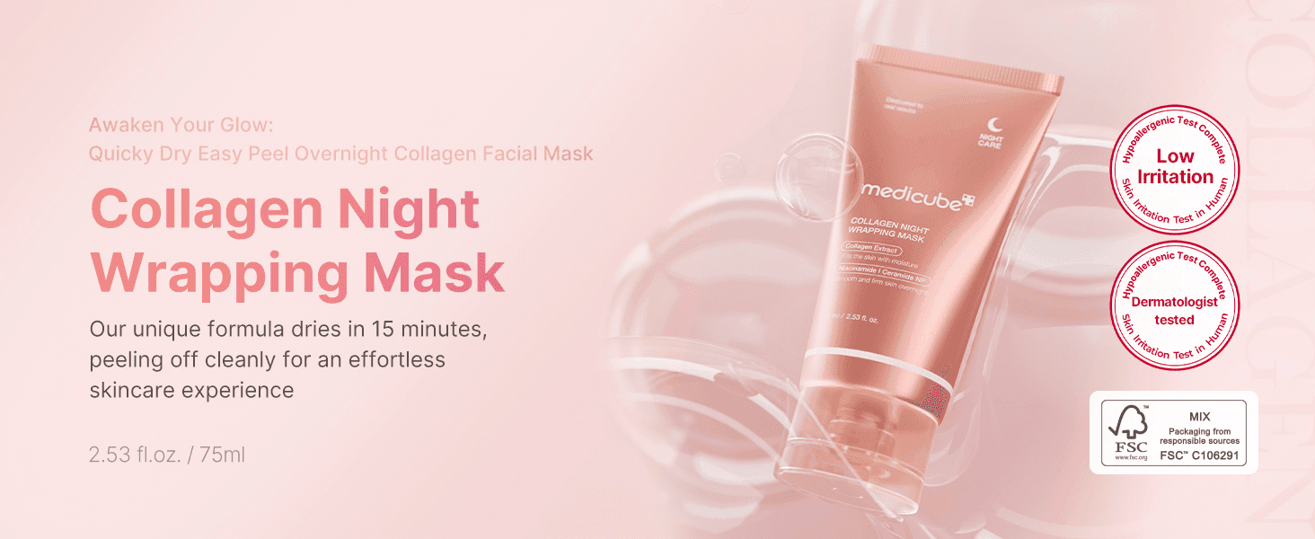 Introduces the mask and its 15-minute dry, clean peel-off formula. Reassures shoppers with low-irritation, dermatologist-tested and FSC packaging badges.