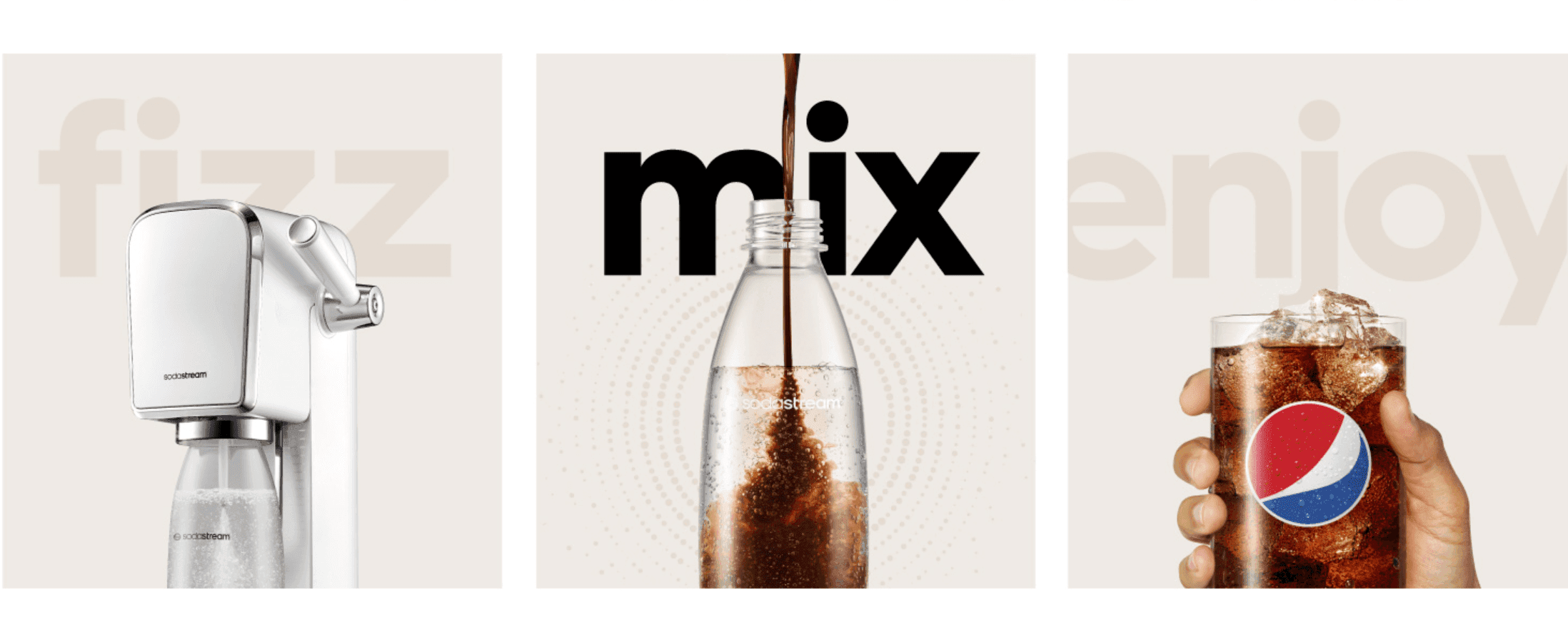 Walks the shopper through the simple 3-step process of carbonating, flavoring, and enjoying a drink with the machine.