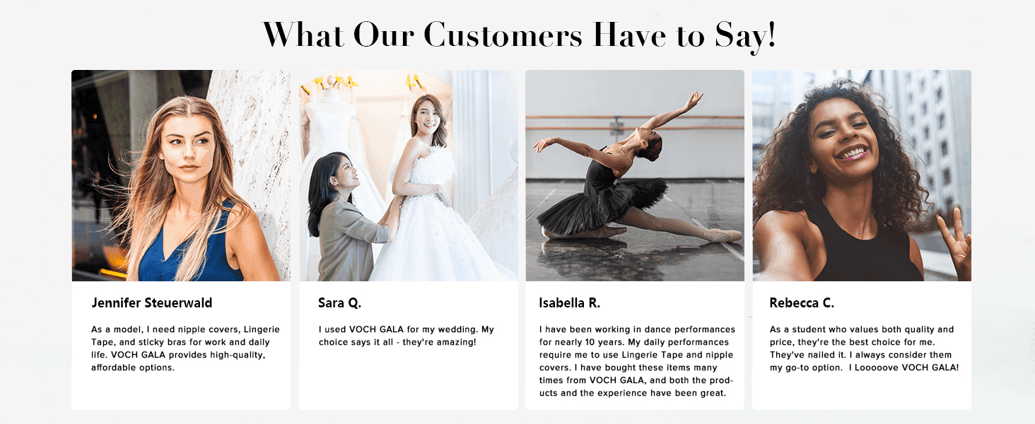 Builds trust and social proof by showing real customer photos and quotes praising the product's quality and versatility.