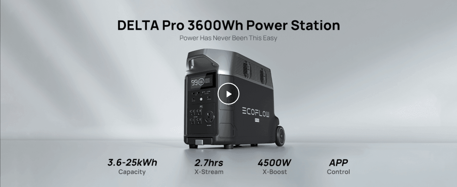 Presents the power station with its capacity, charge speed, output and app control so shoppers grasp the main specs at once. Uses bold performance numbers to show the power station's capability at a…