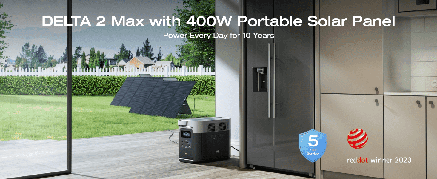 Reassures shoppers the unit delivers dependable everyday power for 10 years, backed by a 5-year service badge and a Red Dot design award.