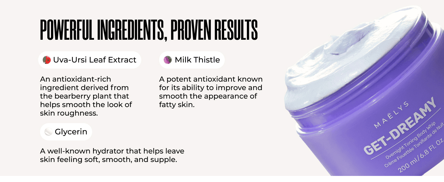 Explains three key ingredients and what each does for skin, so shoppers trust the formula behind the results.