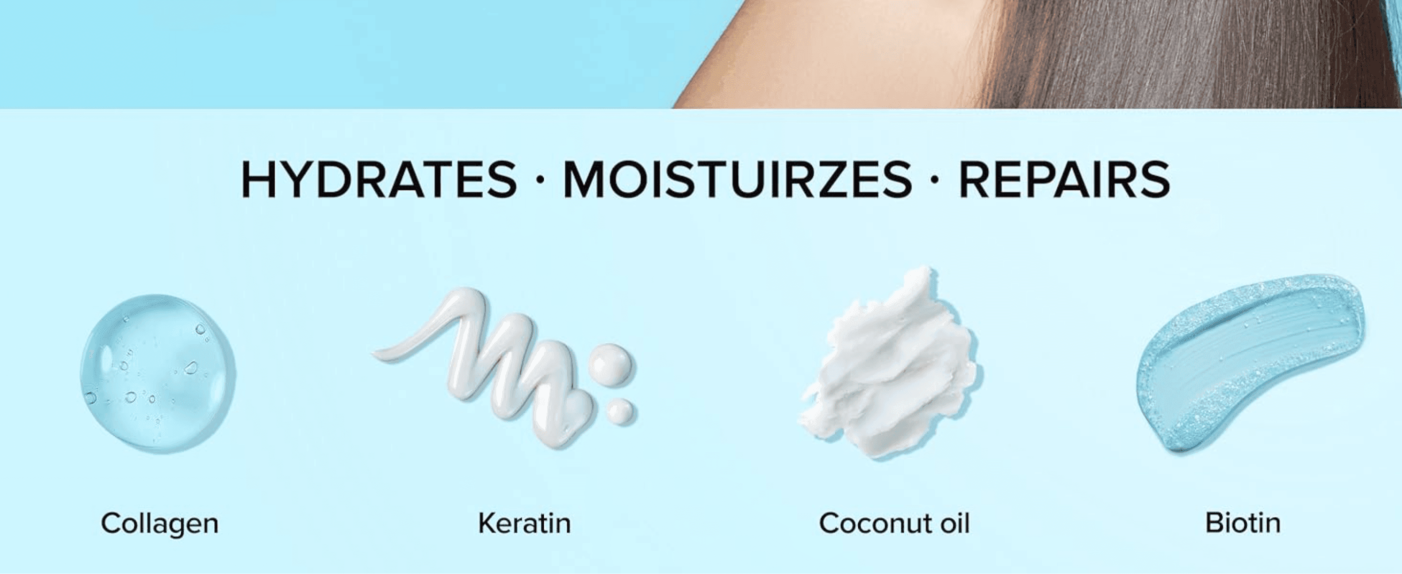 Showcases the key hydrating and repairing ingredients in the formula to build confidence in its effectiveness.