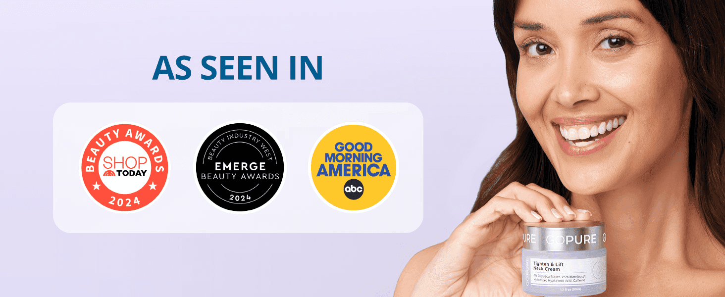 Builds third-party credibility by showing recognition from beauty award programs and a national TV show.
