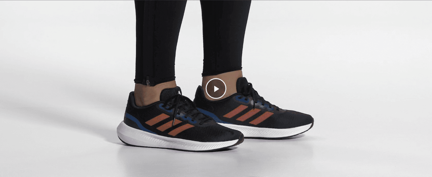 Invites the shopper to watch a video of the shoes being worn to build confidence in fit and style.