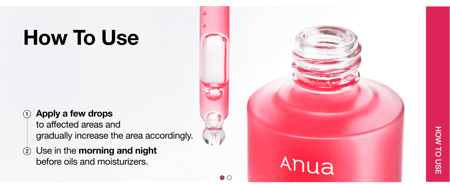 Explains how and when to apply the serum with a simple two-step numbered guide.