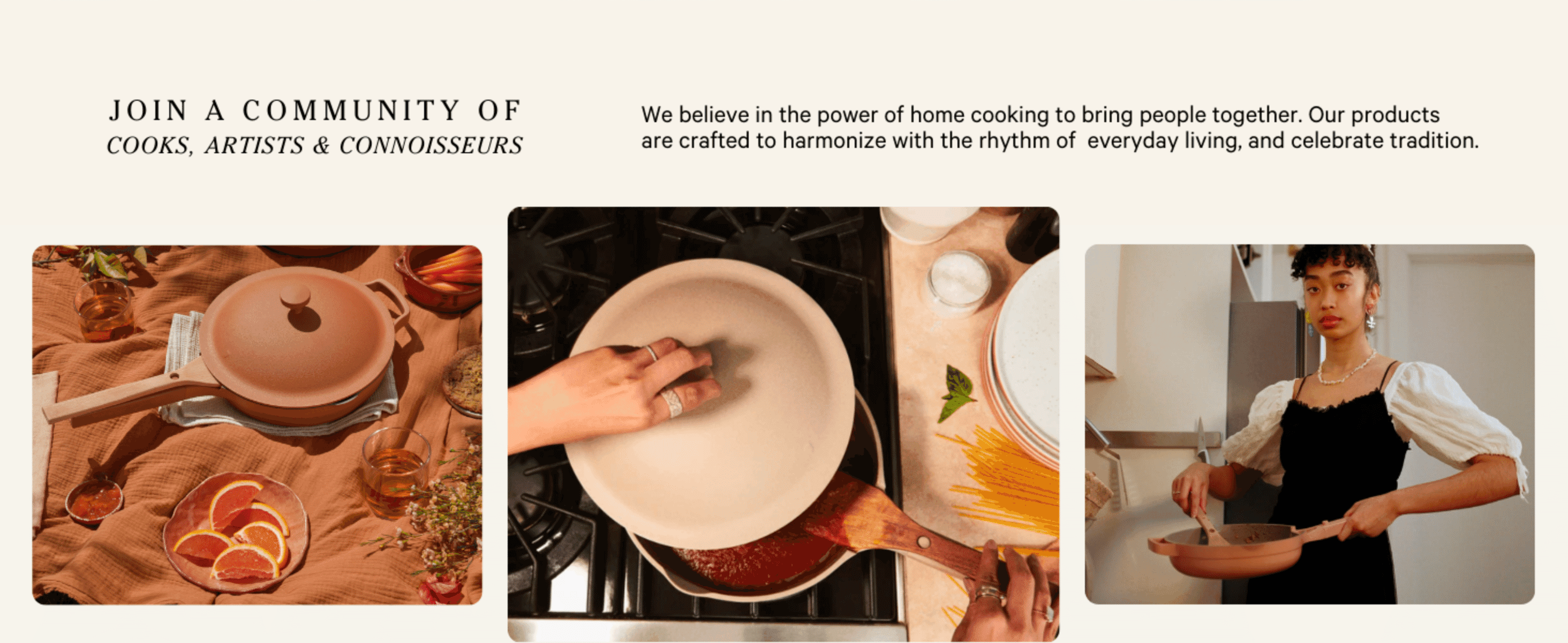 Presents the brand as part of home-cooking culture and shows real kitchen moments to build emotional trust.