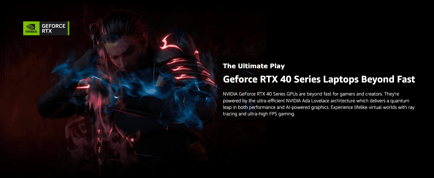 Highlights the NVIDIA RTX 40 Series GPU to convince gamers of fast, ray-traced graphics.